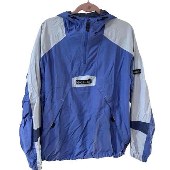 Columbia Vintage Womens Large Blue Packable 1/4 Zip Windbreaker Jacket Gorpcore - Picture 1 of 6